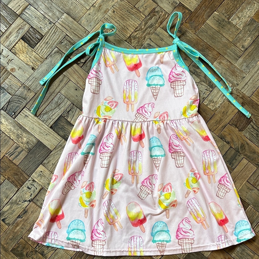 Wellie Kate Summer Toddler Ice Cream Print Dress Size 4T